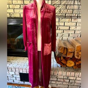 Luxurious Velvet Long Cardigan in Rich Pink